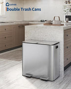 GarveeHome 2 x 10.6 gal Stainless Steel Double Trash Can - Image 2