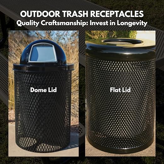 COATEDOUTDOORFURNITURE RDT-TXTPUR Heavy Duty 32 Gallon Round Trash Receptacle - Image 4