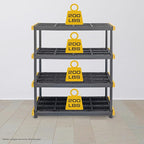 BLACK & YELLOW, 4-Tier Heavy Duty Plastic Storage Shelving Unit, 200lbs/shelf - Image 4