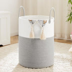 Laundry Basket, Woven Cotton Rope Laundry Hamper, 80L by Artfeel