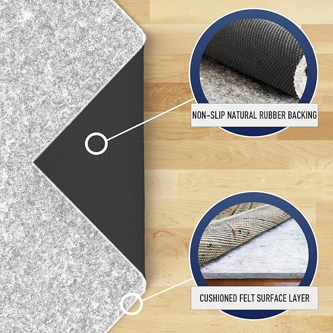 RUGPADUSA - Dual Surface - 2'x3' - 1/4" Thick - Felt + Rubber - Non-Slip - Image 3