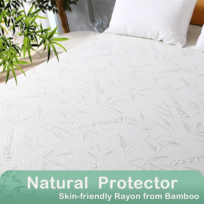 King Mattress Protector Waterproof Mattress Pad Washable Bamboo Rayon Mattress - Image 2