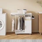 Rolling Ironing Board with Storage Cabinet, Ironing Table with Heat-Resistant - Image 3