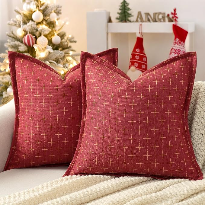 ZWJD Christmas Pillow Covers 20x20 Set of 2 Soft Polyester Textured Pillowcases by ZWJD