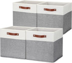 HNZIGE Foldable Storage Bins 13x13 Storage Cubes Set of 4 Fabric Linen Storage by HNZIGE