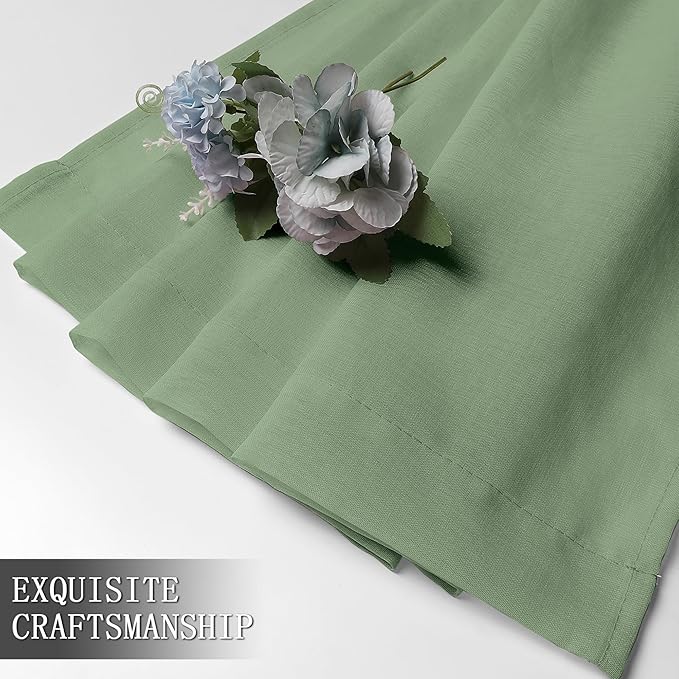 Tollpiz Short Sheer Curtains Living Room Linen Textured Curtain Sheers Light - Image 7