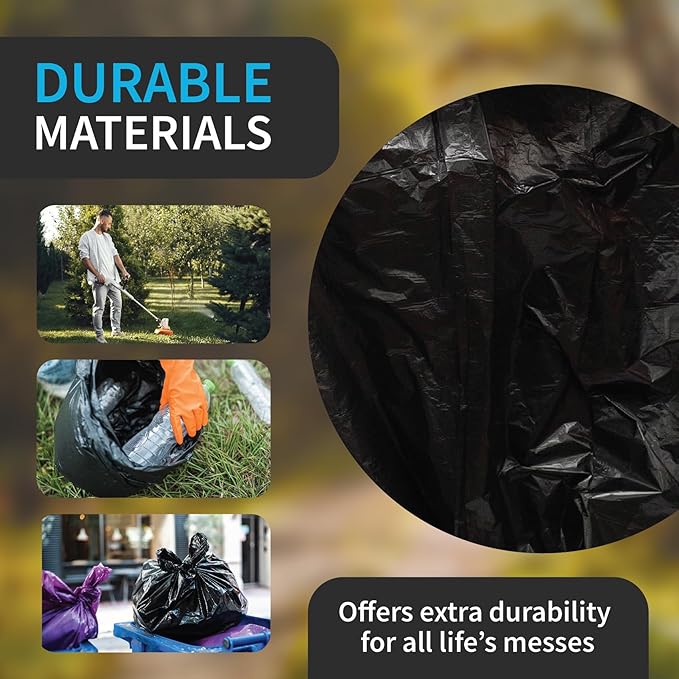 Black Garbage Bags, Made in USA, 40-45 Gallon, Light Duty, High Density - Image 3