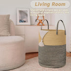 Large Woven Laundry Basket Hamper, 60L Cotton Rope Storage Bin - Image 3