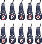 Blue and White Stars Hybrid Iron Head Covers by CRAFTSMANGOLF