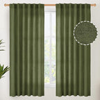 YoungsTex Olive Green Linen Curtains 63 Inch Length by YoungsTex