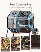 THEGROW'ING Updated 43 Gallon Compost Bin Outdoor, Fast Assemble Tumbling - Image 5