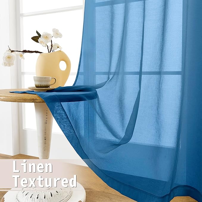 Tollpiz Sheer Door Curtain Closet Linen Textured Curtain Sheers Doorway Light - Image 4