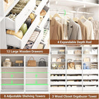 Aheaplus Closet System Set of 3, 138.5" Wood Closet Organizer System Tower - Image 3