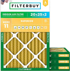 Filterbuy 20x25x2 Air Filter MERV 11 Allergen Defense Replacement, by Filterbuy