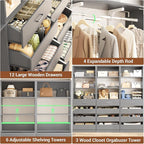 Aheaplus Closet System Set of 3, 138.5" Wood Closet Organizer System Tower - Image 3