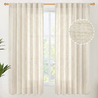 YoungsTex Boho Linen Curtains 63 Inch Length 2 Panels by YoungsTex