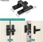 90/180 Degree Flip Latch Gate Latch, Heavy Duty Black Safety Door Lock Enhanced - Image 2