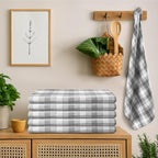 Kitchen Towels Set of 6 Grey/White Checks 20x30 Inches 100% Cotton Highly - Image 7