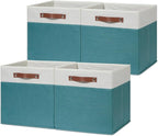 HNZIGE Fabric Storage Bins for Shelves 13x13 Storage Cubes Set Of 4 Foldable - Image 6