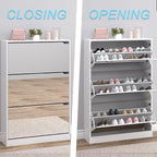 Shoe Cabinet with 3-Flip Mirror Drawers, Freestanding Shoe Rack Organizer with - Image 5