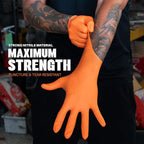 Herkules Grip Heavy Duty 8Mil Orange Nitrile Gloves, 3D Raised Diamond - Image 2