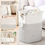 Woven Laundry Basket for Clothes, 65L Large Rectangle Laundry Hampers, Nursery - Image 3