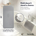 homerella® Bathtub Mat Non Slip 35x16, Incl. Hooks - Image 3