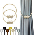Hion Magnetic Curtain Tiebacks Beige 2pcs, Curtain Tiebacks Buckles Holdbacks by Hion