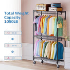 IZEUK 3 Tier Heavy Duty Rolling Garment Rack Wire Clothes Rack - Image 6