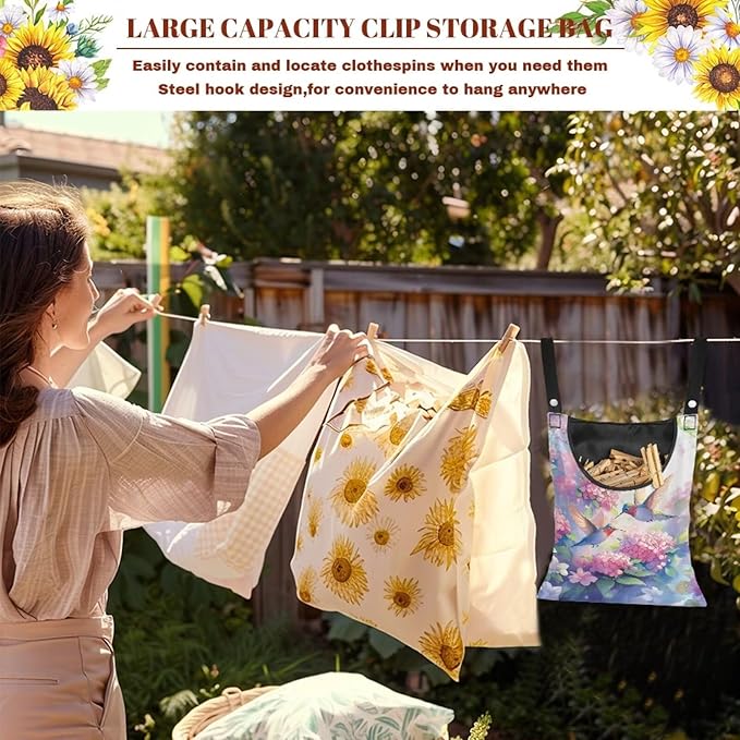 Hummingbird and Flower Clothes Pin Hanging Bag - Image 5