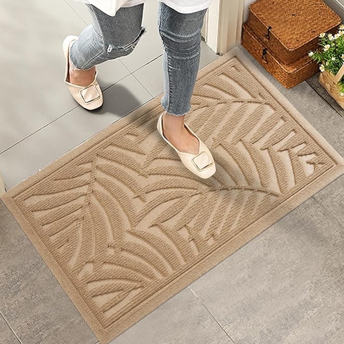 Front Door Mat, Absorbent Resist Dirt Welcome Door Mat Indoor Outdoor, by HIYARD