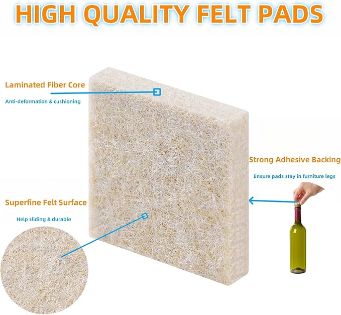 Felt Furniture Pads for Hardwood Floors 129 Piece, Furnigear Anti Scratches - Image 2