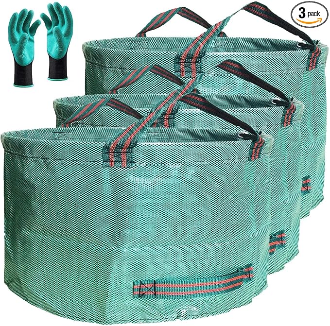 Professional 3-Pack 63 Gallons Lawn Garden Bags Reusable Yard Waste Bag by TespherCreationsforYardWorkLawnsCarePatioGardeningOutdoorCampingandRVTrips