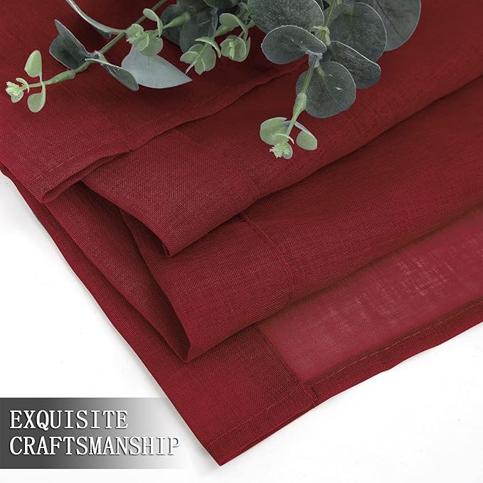 Tollpiz Sheer Tier Curtains Kitchen Linen Textured Half Curtain Sheers Light - Image 7