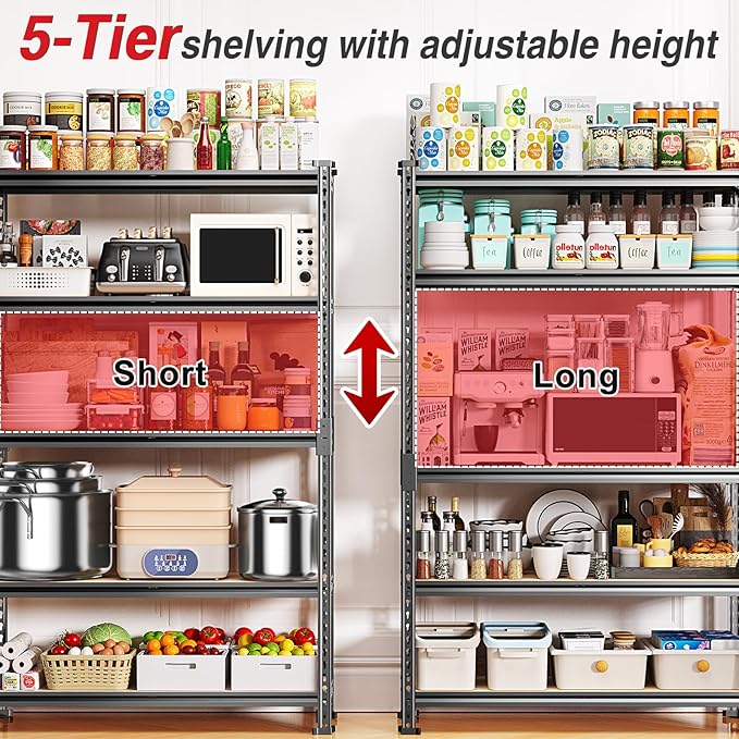 TigerParty 2050LBS Heavy Duty Garage Shelving, 5-Tier Adjustable Storage Shelves - Image 7
