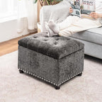 Joveco Storage Ottoman Bench, Rectangle 24" Velvet Foot Rest Stool Square - Image 5