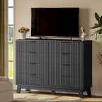 Fluted Dresser with 8 Drawers, Wooden Dresser TV Stand, Wood Closet Clothes - Image 7