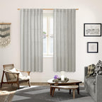 YoungsTex Light Grey Linen Semi Sheer Curtains - Image 2