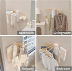LEQ Wall Mounted Clothes Drying Rack, Garment Rack Foldable Space Saving - Image 4