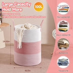 CLHMILY&Z 100L Laundry Basket Round Storage Rope Basket - Image 4