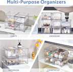 Plastic Drawers Storage, 6 Pack Clear Stackable Storage Drawers, Acrylic - Image 4