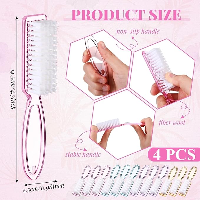Patelai 12 Pcs Handle Grip Nail Brush Bulk Colorful Nail Scrubber Fingernail - Image 3
