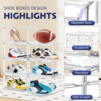 12 Pack Shoe Organizer Clear Plastic Stackable Shoe Storage Boxes - Image 3