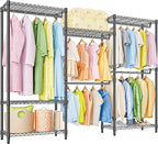 Heavy Duty Rolling Garment Rack 3 Tiers Adjustable Wire Shelving Clothes Rack by MEIGAOPLASTICANDMETALHKCOLIMITED