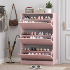 Shoe Cabinet with 3 Flip Drawers, Hidden Wood Shoe Cabinet, Freestanding Shoe - Image 7