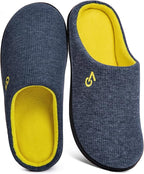 VeraCosy Men's Two-Tone Memory Foam House Slippers Indoor Outdoor Durable by VeraCosy