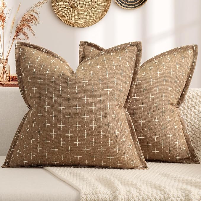 ZWJD Throw Pillow Pillow Covers 20x20 Set of 2 Soft Polyester Textured Pillow by ZWJD