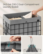 SONGMICS Laundry Hamper, 34.3 Gal. Laundry Basket, Collapsible Clothes Hamper - Image 3