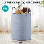YOUDENOVA Laundry Hamper Basket, Woven 58L Tall Laundry Basket - Image 3