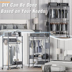 Homdox Rolling Clothes Rack Heavy Duty, 3-Tier Adjustable Wire Shelving Garment - Image 6
